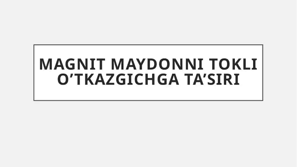 MAGNIT MAYDONNI TOKLI O’TKAZGICHGA TA’SIRI