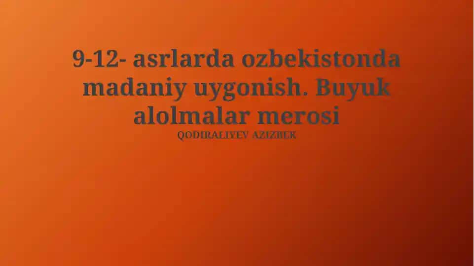 O'zbekistonda Madaniy Uygonish