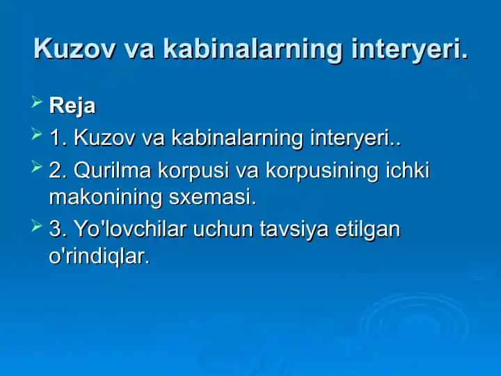Kuzov va kabinalarning interyeri