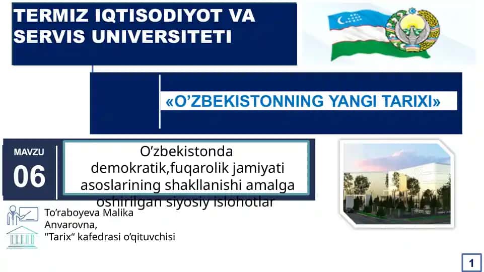 "O’ZBEKISTONNING YANGI TARIXI"
