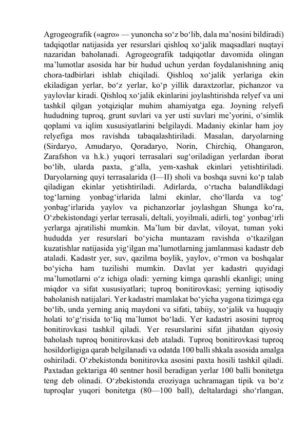Agrogeografik tadqiqotlar