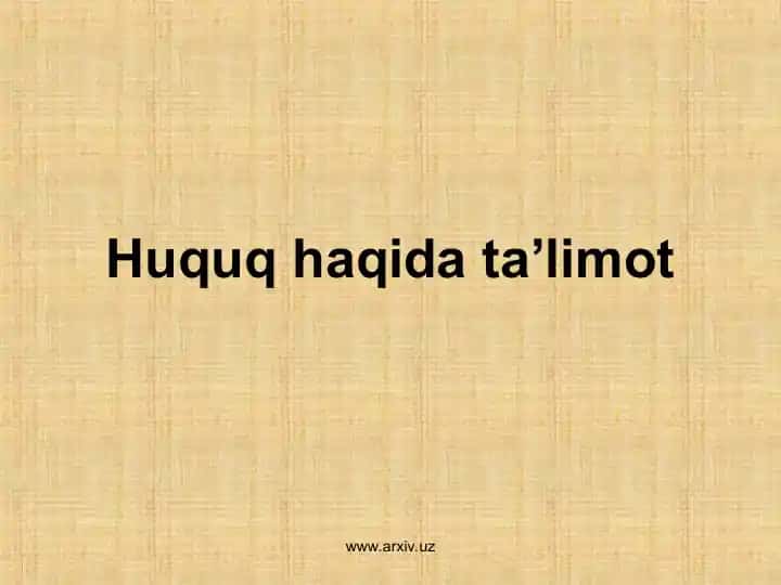 Huquq haqida ta’limot