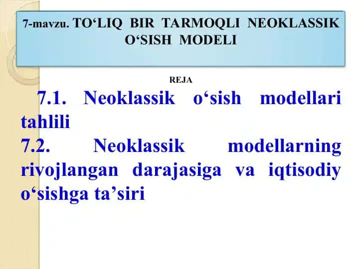 Neoklassik O‘sish Modeli