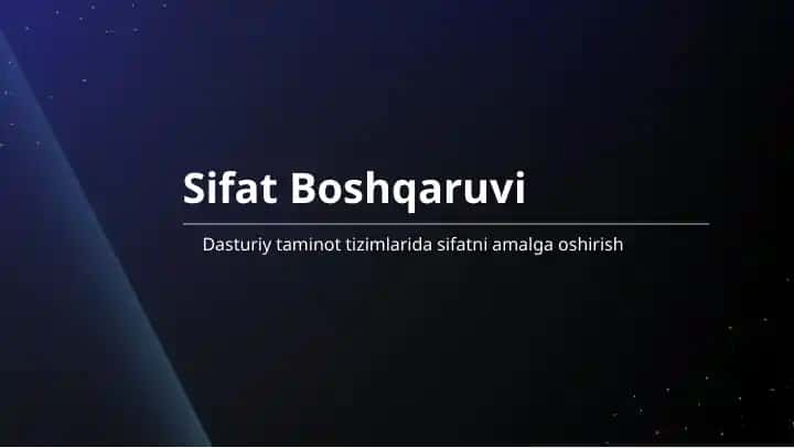Dasturiy taminot tizimlarida sifatni amalga oshirish