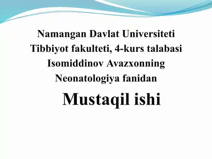 Neonatologiya fanidan Nekrotik Enterokolit (NEK)