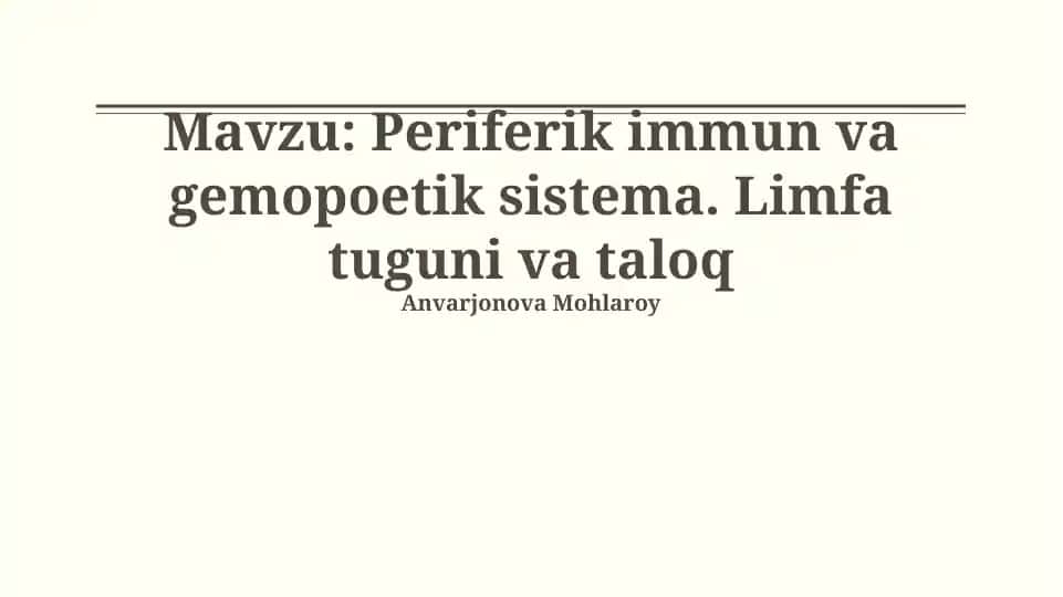 Periferik immun va gemopoetik sistema