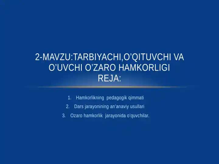Hamkorlikning pedagogik qimmati