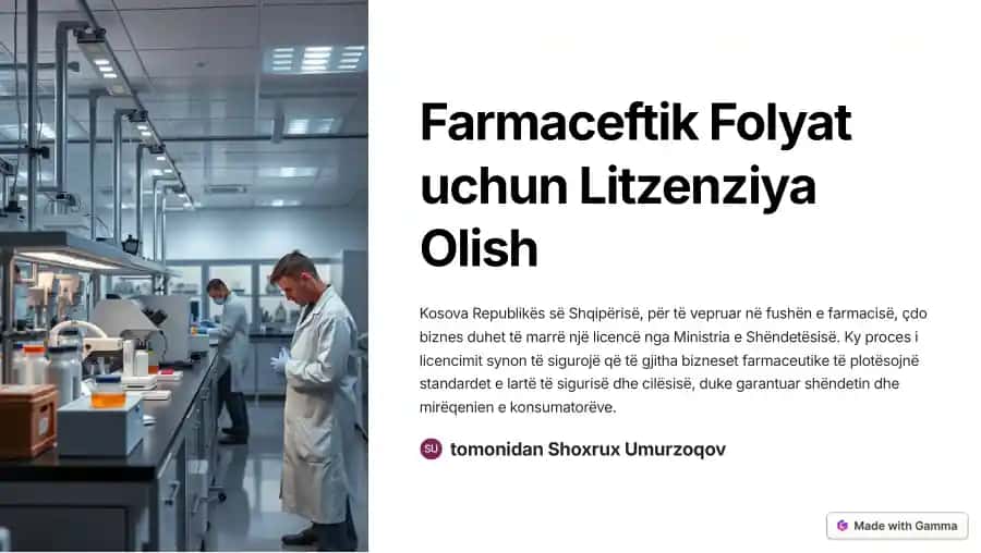 Farmaceutik Folyat uchun Litzenziya Olish