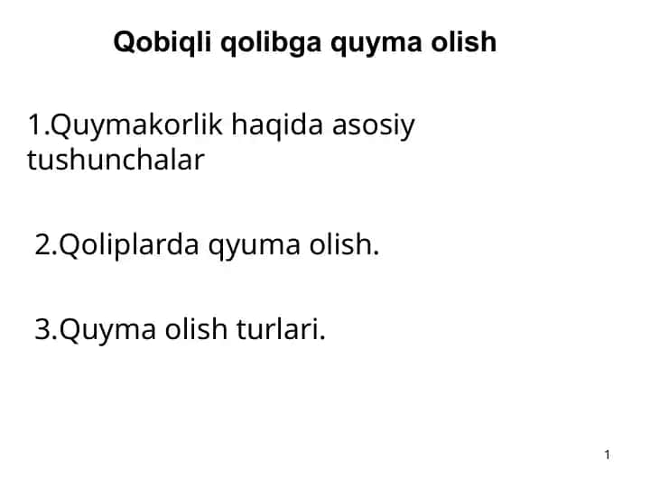 Qobiqli qolibga quyma olish