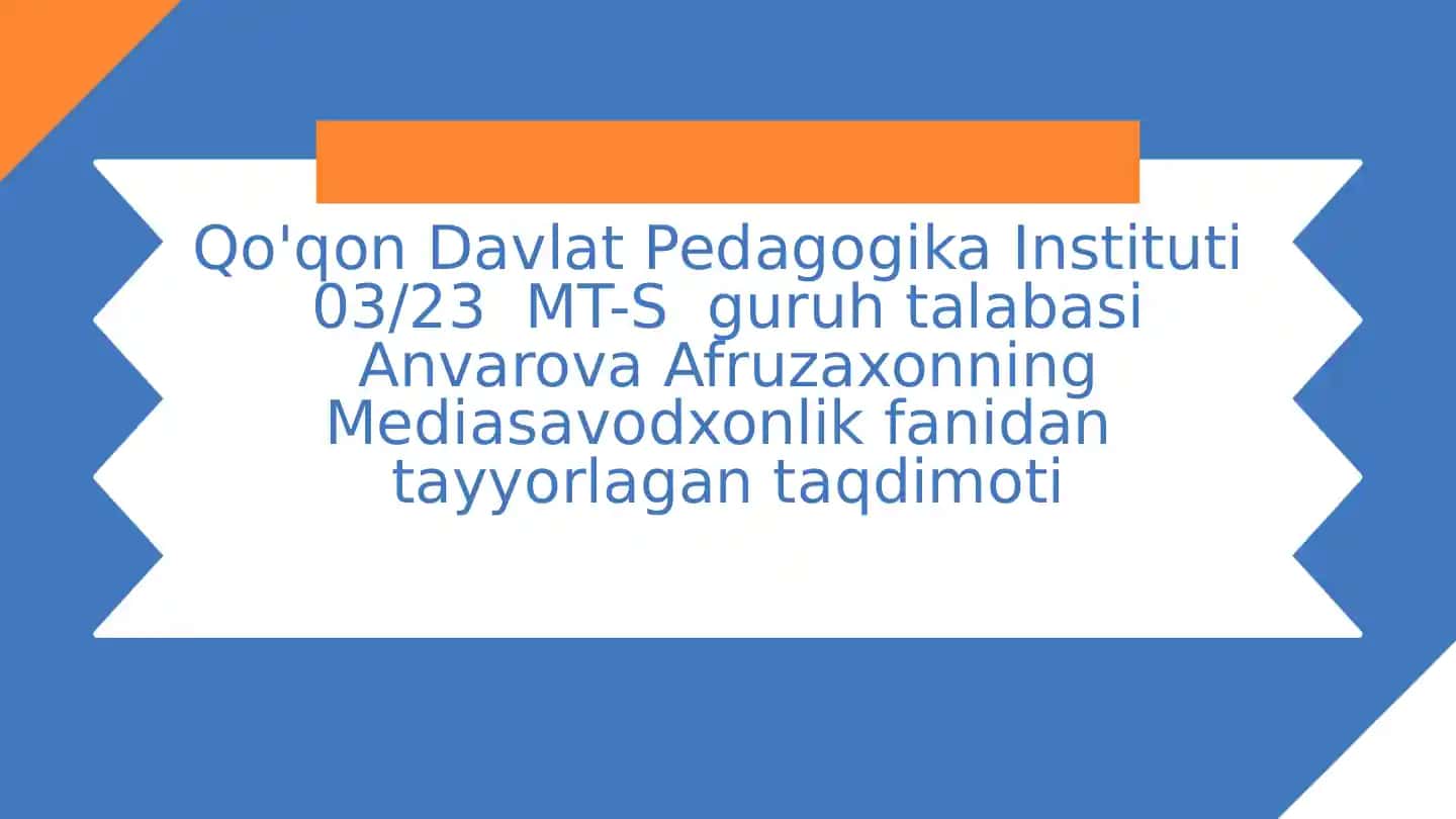 Mediasavodxonlik fanidan ta'lim