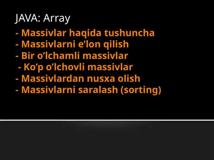 Massivlar haqida ma'lumotlar
