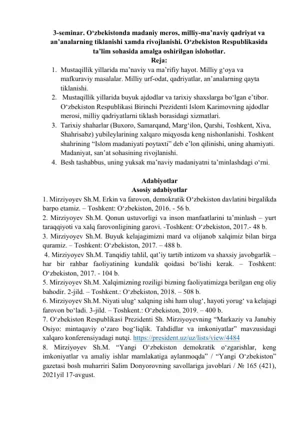 Mustaqillik yillarida milliy-ma'naviy qadriyatlar