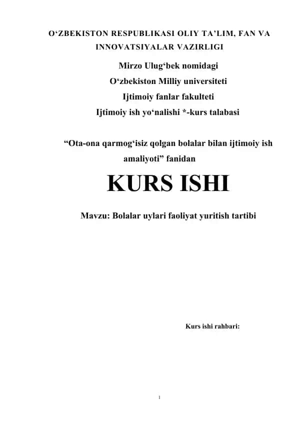 Bolalar uylari faoliyat yuritish tartibi