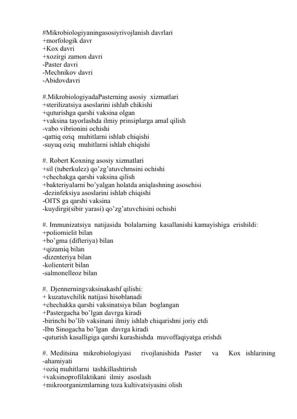 Mikrobiologiyaning asosiy rivojlanish davrlari
