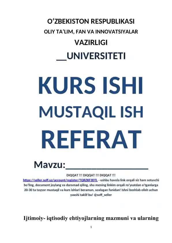 Ijtimoiy-iqtisodiy ehtiyojlar va ularning turkumlanishi