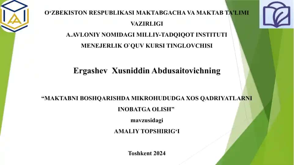 "MAKTABNI BOSHQARISHDA MIKROHUDUDGA XOS QADRIYATLARNI INOBATGA OLISH"