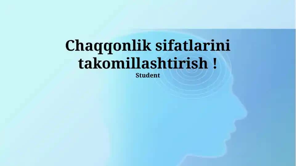 Chaqqonlikni takomillashtirish bo‘yicha metodika