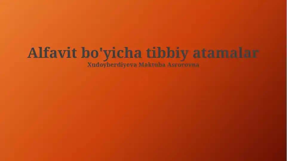 Tibbiy Atamalar