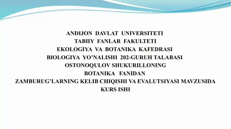 Zamburug’larning Kelib Chiqishi va Evalutsiyasi
