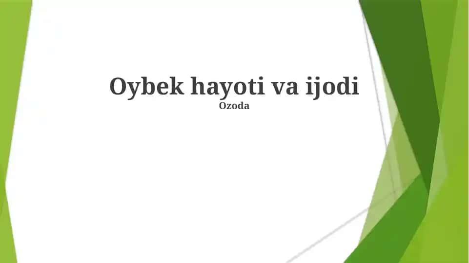 Oybek hayoti va ijodi