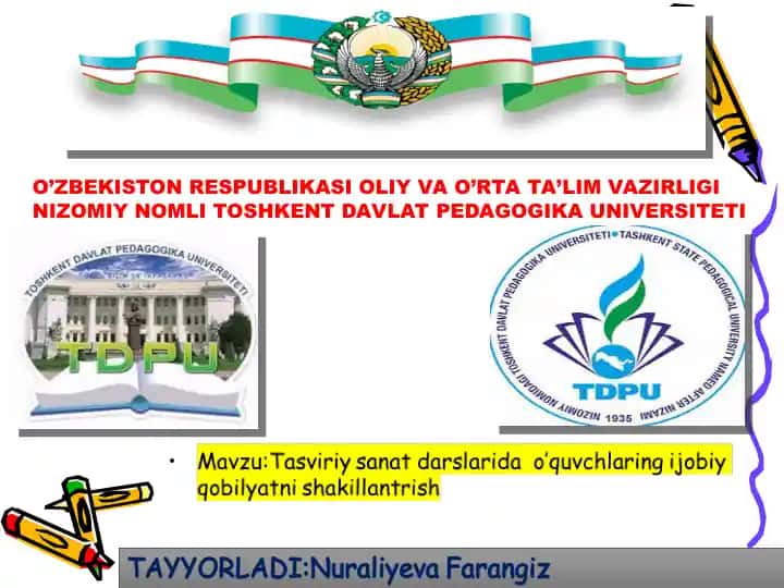 Tasviriy sanat darslarida o'quvchlarning ijobiy qobiliyatlarni shakillantirish