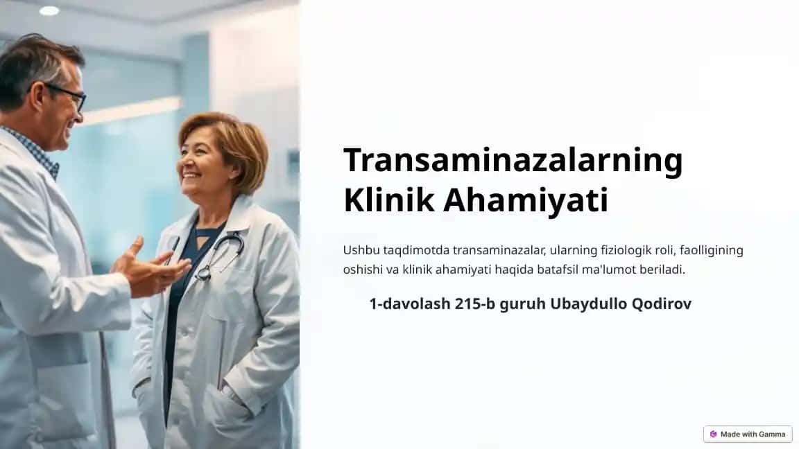 Transaminazalarning Klinik Ahamiyati