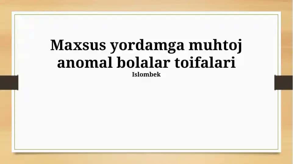 Anomaliya bolalar toifalari