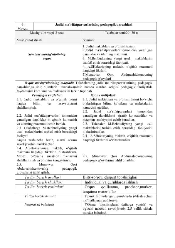 Jadid ma’rifatparvarlarining pedagogik qarashlari
