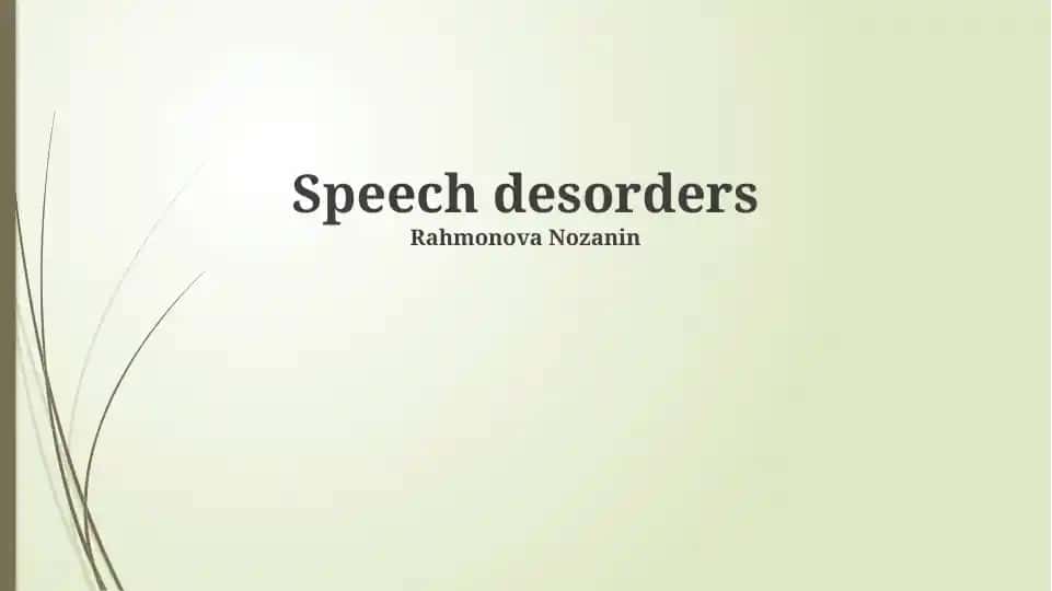 Speech disorders