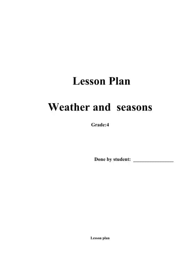 Lesson Plan: Weather and Seasons for Grade 4 and 6 English Language