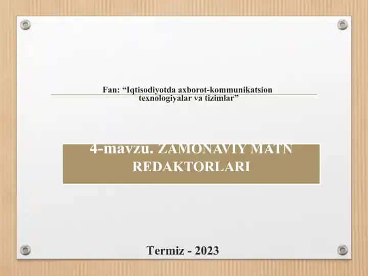 Iqtisodiyotda axborot-kommunikatsion texnologiyalar va tizimlar