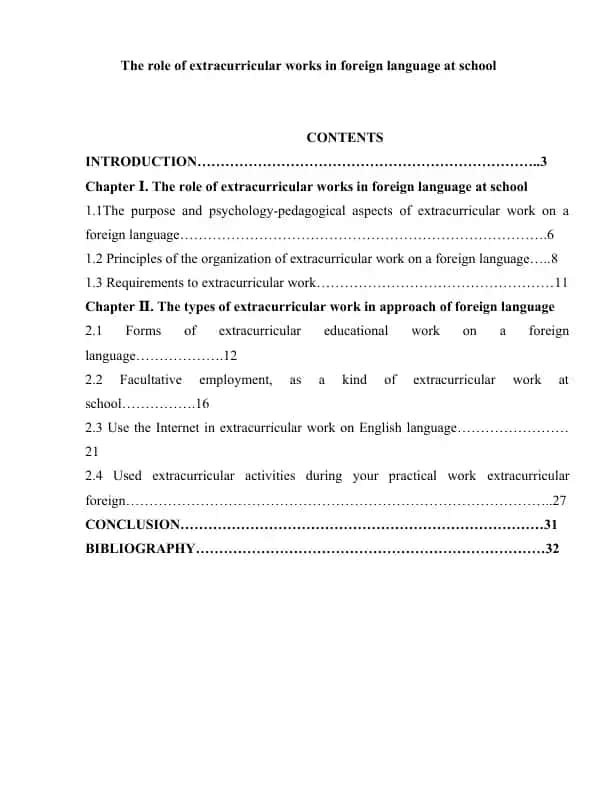 The role of extracurricular works in foreign language at school