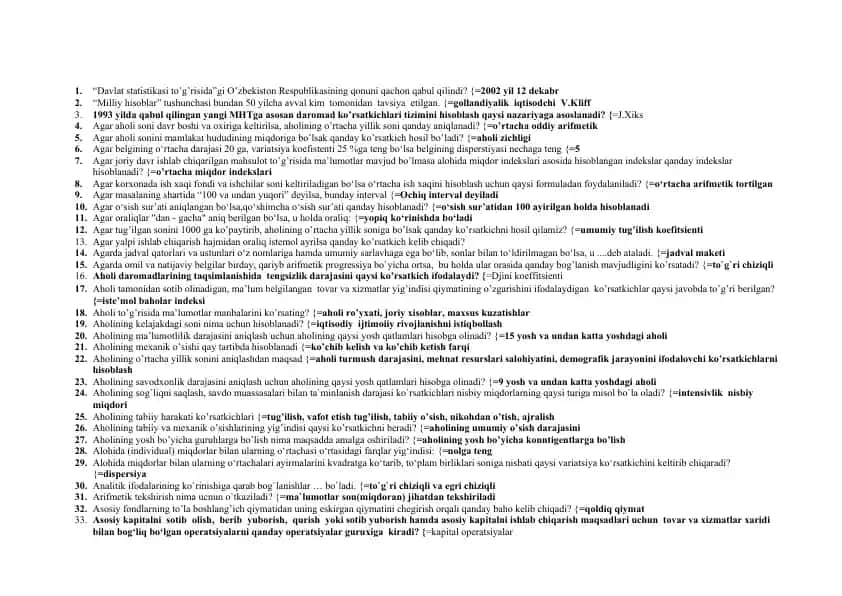 Davlat statistikasi to’g’risida O’zbekiston Respublikasining qonuni