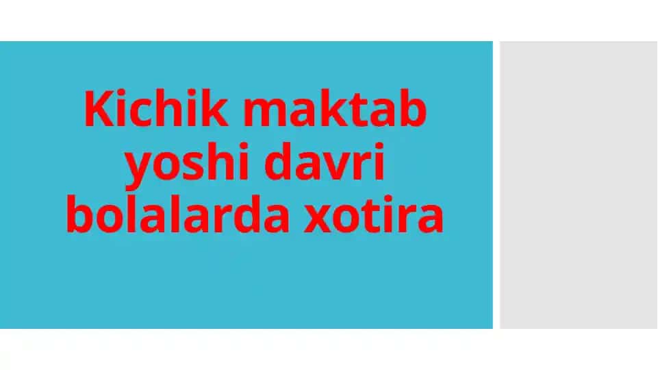 Kichik maktab yoshidagi bolalarda xotira ta'limi