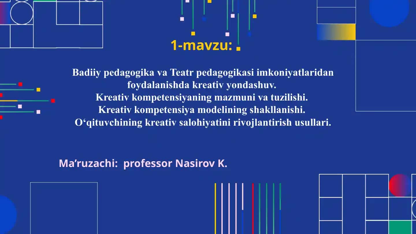 Badiiypedagogika va Teatrpedagogikasi