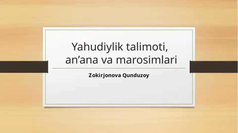 Yahudiylik taʼlimoti, marosimi