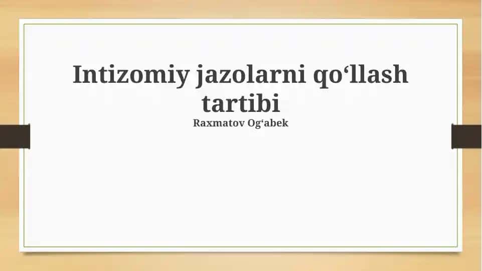 Intizomiy jazolarni qoʻllash tartibi