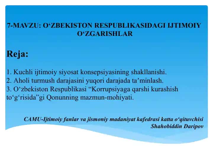 Ijtimoiy O'zgarishlar