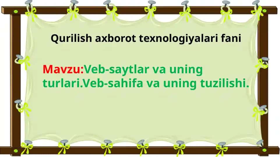 Veb-sahifa va uning tuzilishi