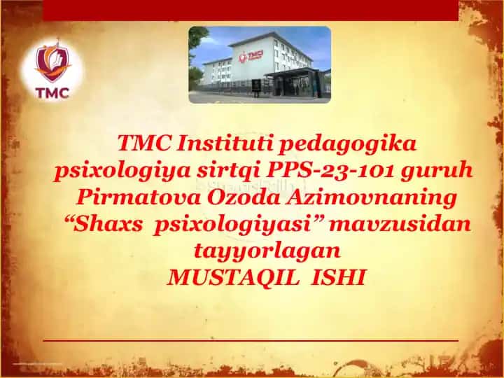 Shaxs psixologiyasi