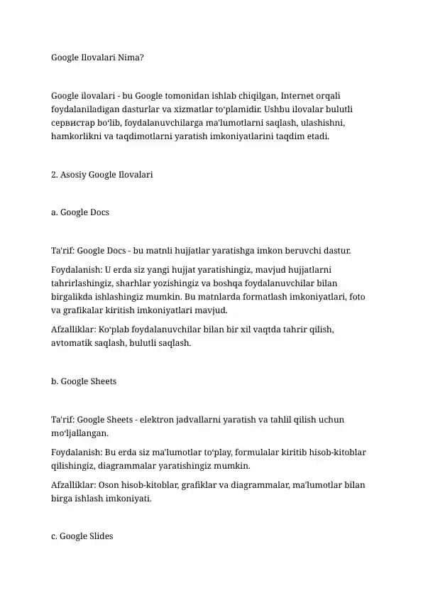 Google Ilovalari