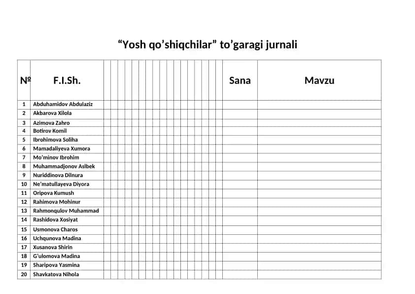 “Yosh qo’shiqchilar” to’garagi jurnali