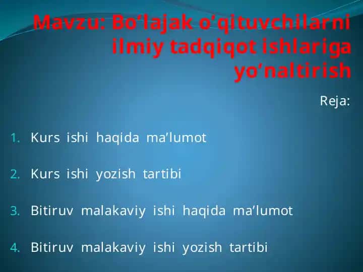 Bo‘lajak o‘qituvchilarni ilmiy tadqiqot ishlariga yo‘naltirish