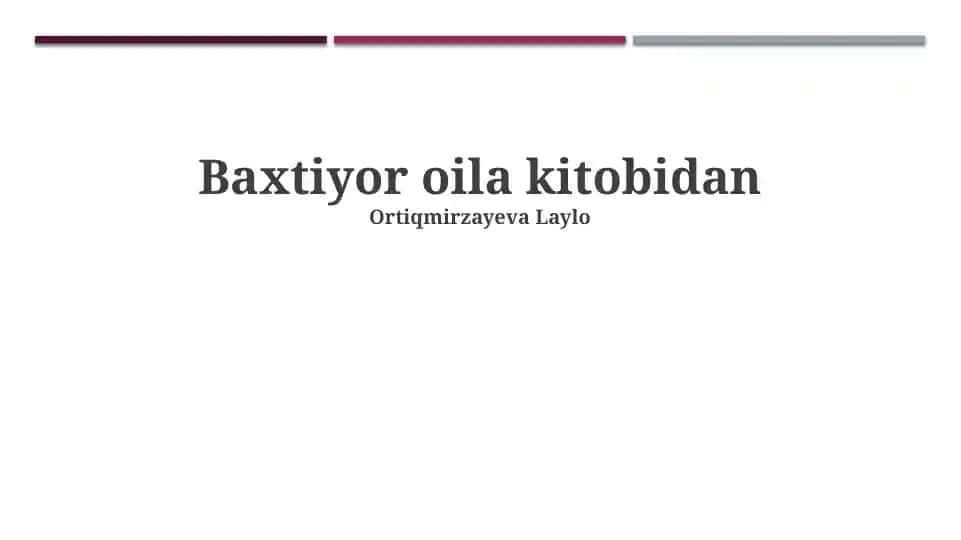Baxtiyor oila kitobi
