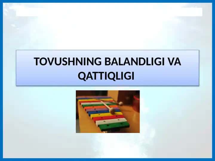 TOVUSHNING BALANDLIGI VA QATTIQLIGI