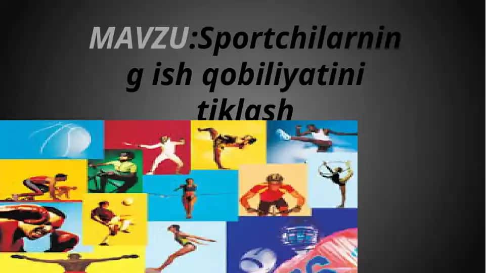 Sportchilarning ish qobiliyatini tiklash