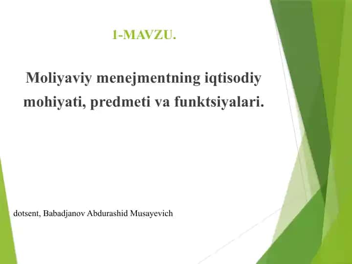Moliyaviy menejmentning iqtisodiy mohiyati, predmeti va funktsiyalari