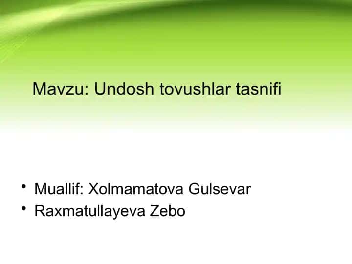 Undosh tovushlar tasnifi