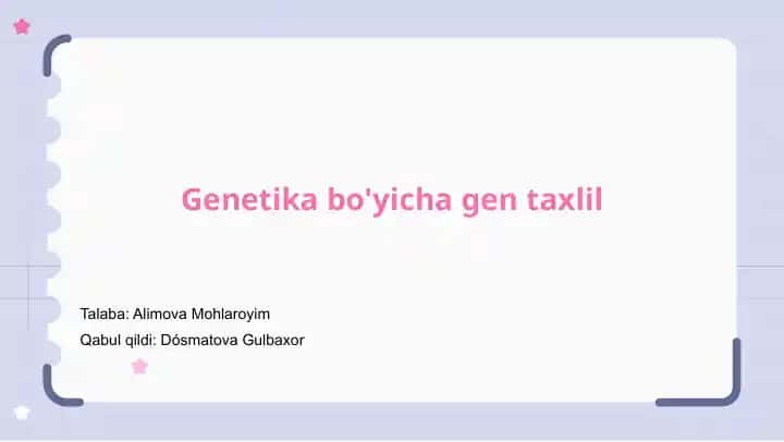 Genetika bo'yicha gen taxlil