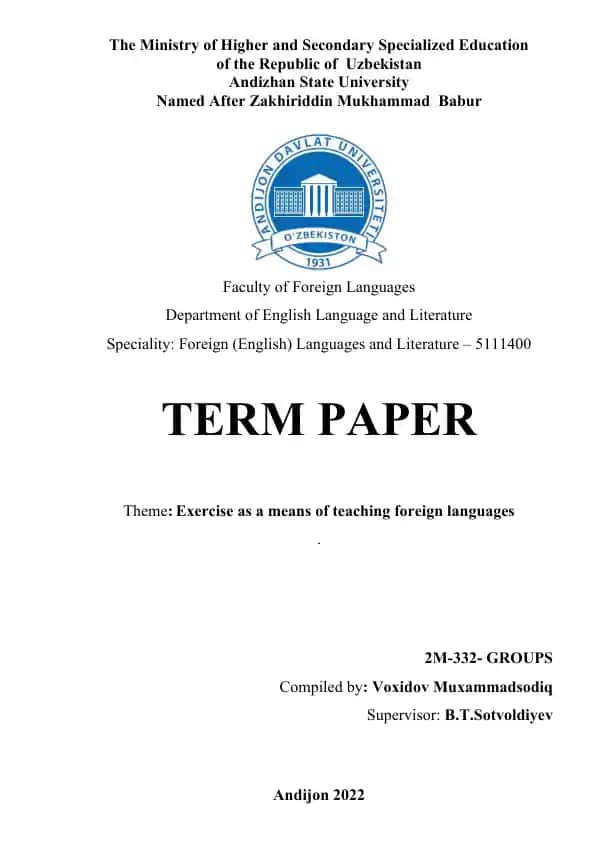 Exercise as a means of teaching foreign languages